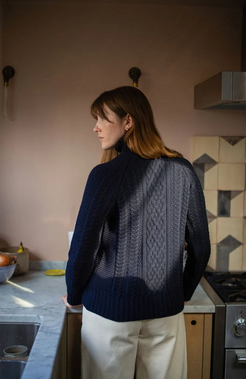 Chunky Merino Roll Neck Cable Jumper