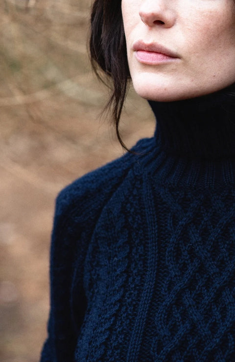 Chunky Merino Roll Neck Cable Jumper