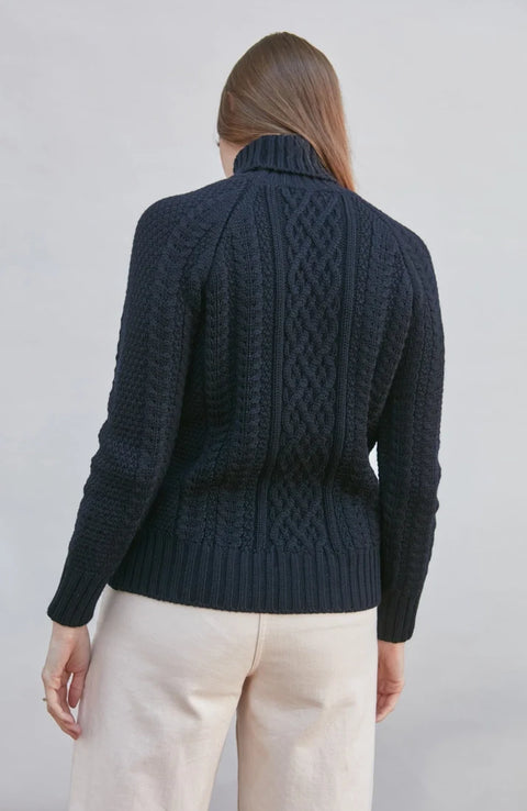 Chunky Merino Roll Neck Cable Jumper