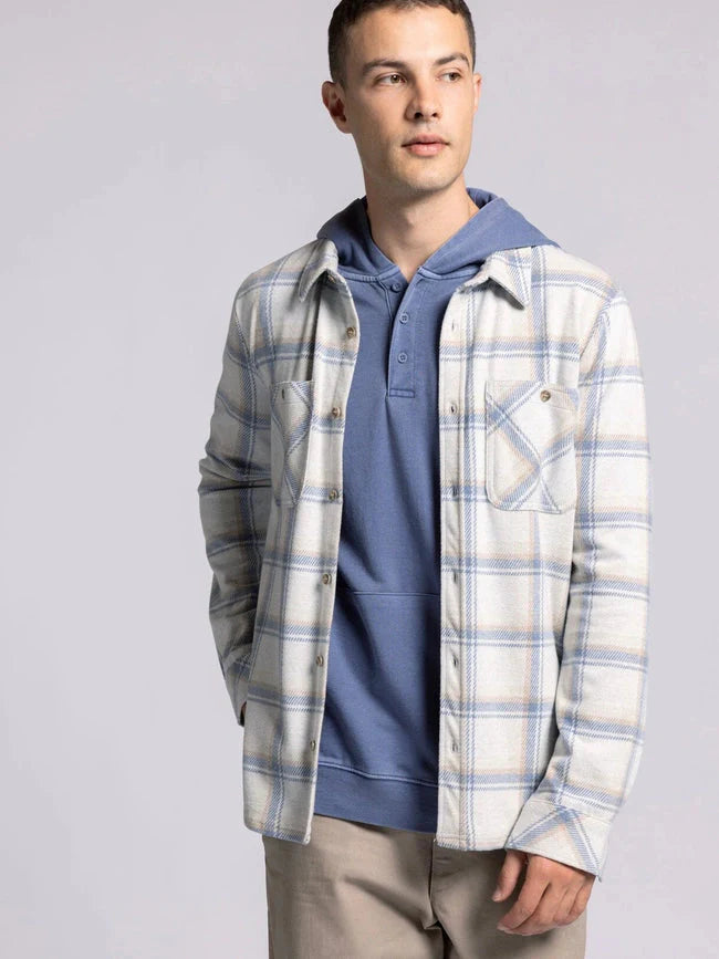 Clark Shirt - Long Sleeve Button Up  CREAM BLUE PLAID