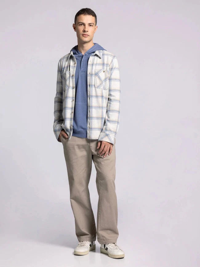Clark Shirt - Long Sleeve Button Up  CREAM BLUE PLAID