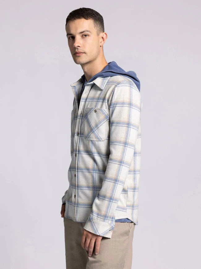 Clark Shirt - Long Sleeve Button Up  CREAM BLUE PLAID