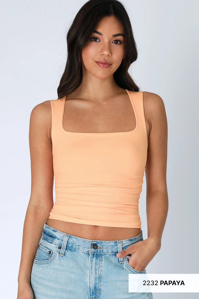 Clean Line Square Shirred Top