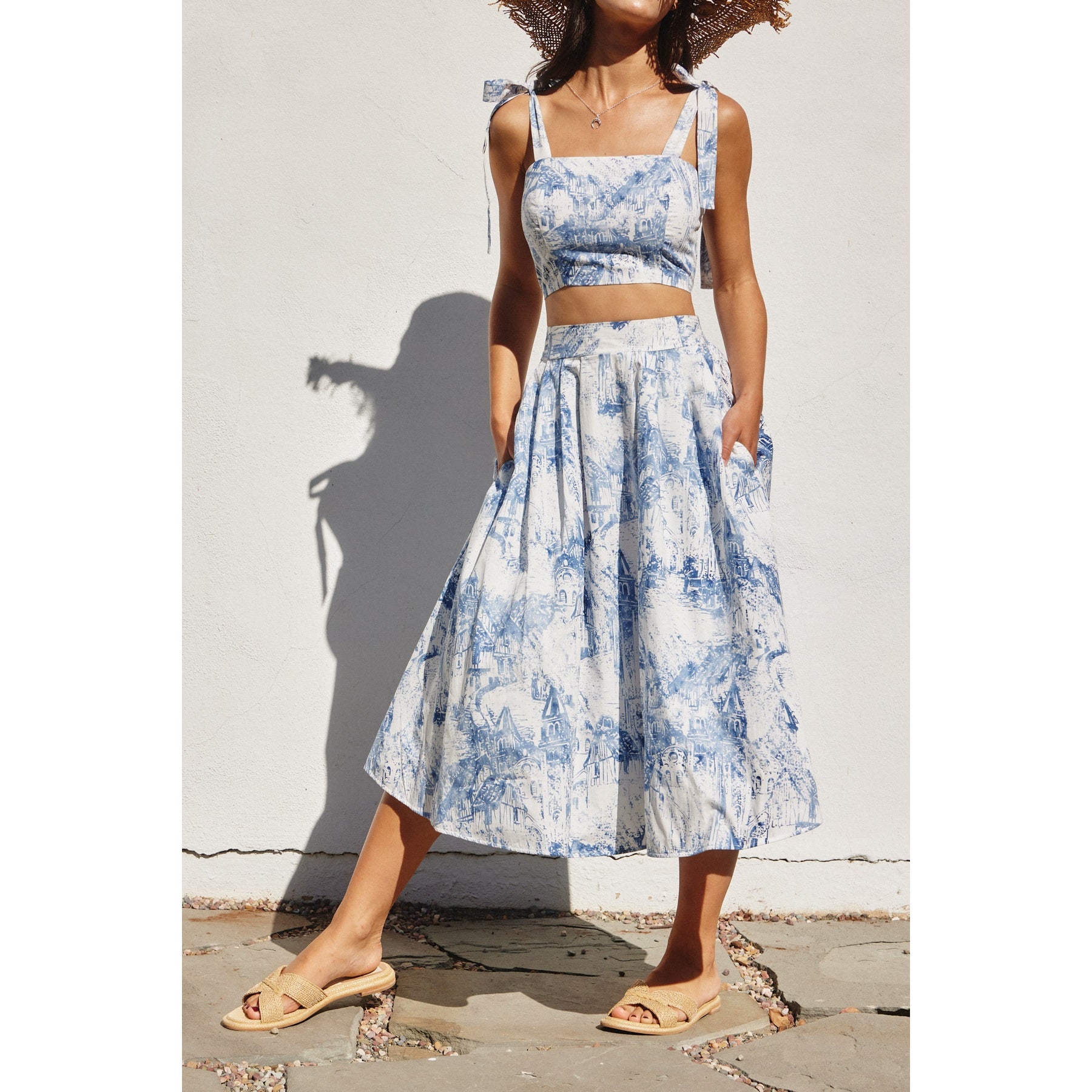Coastline Structured Circular Midi Skirt