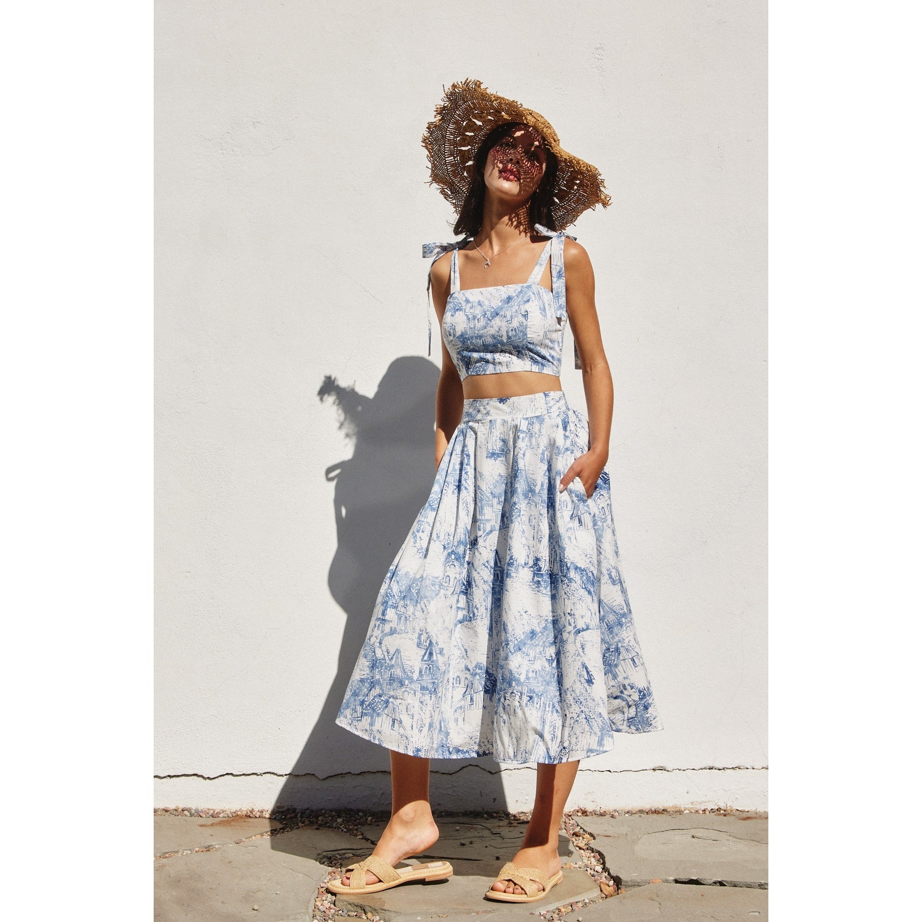 Coastline Structured Circular Midi Skirt