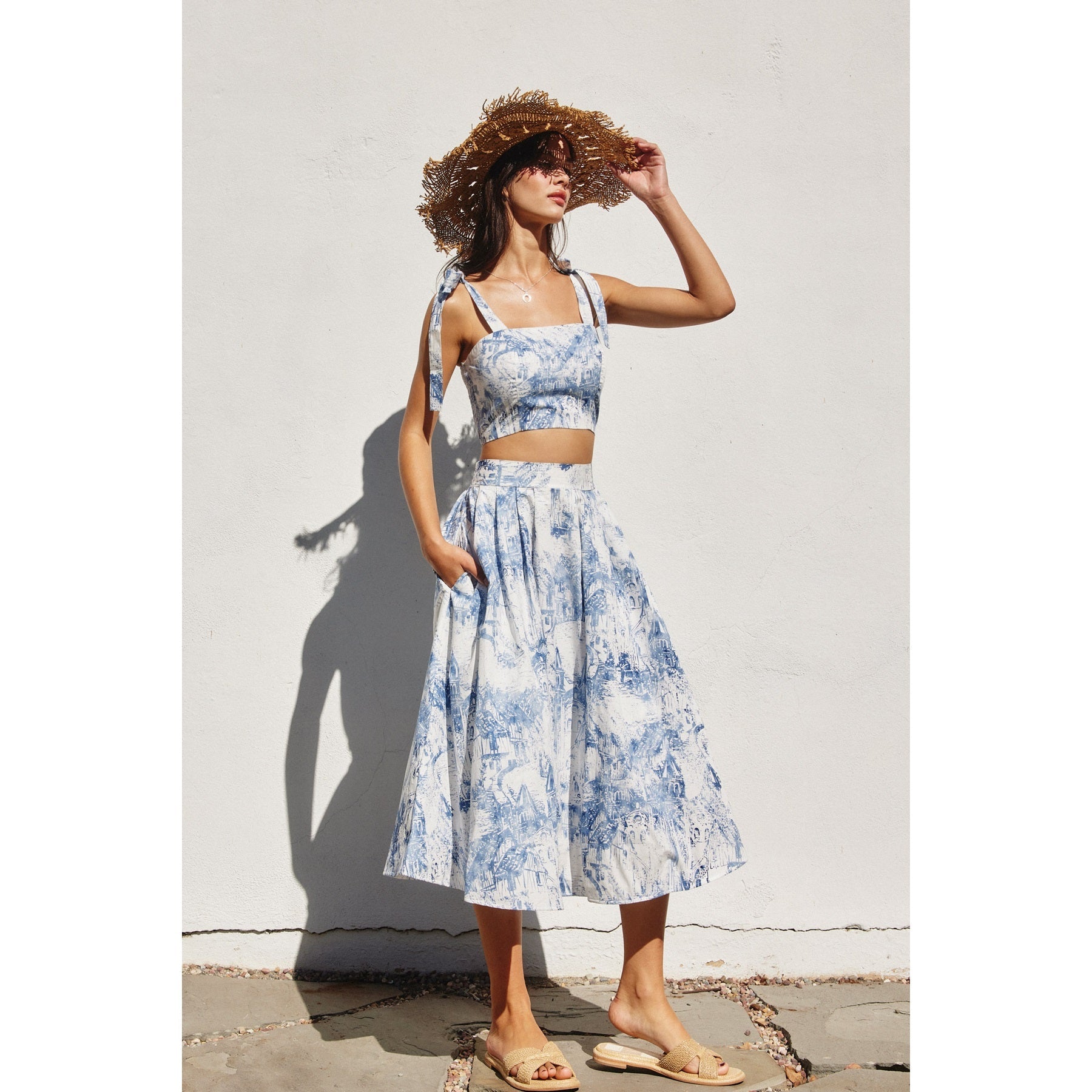 Coastline Structured Circular Midi Skirt