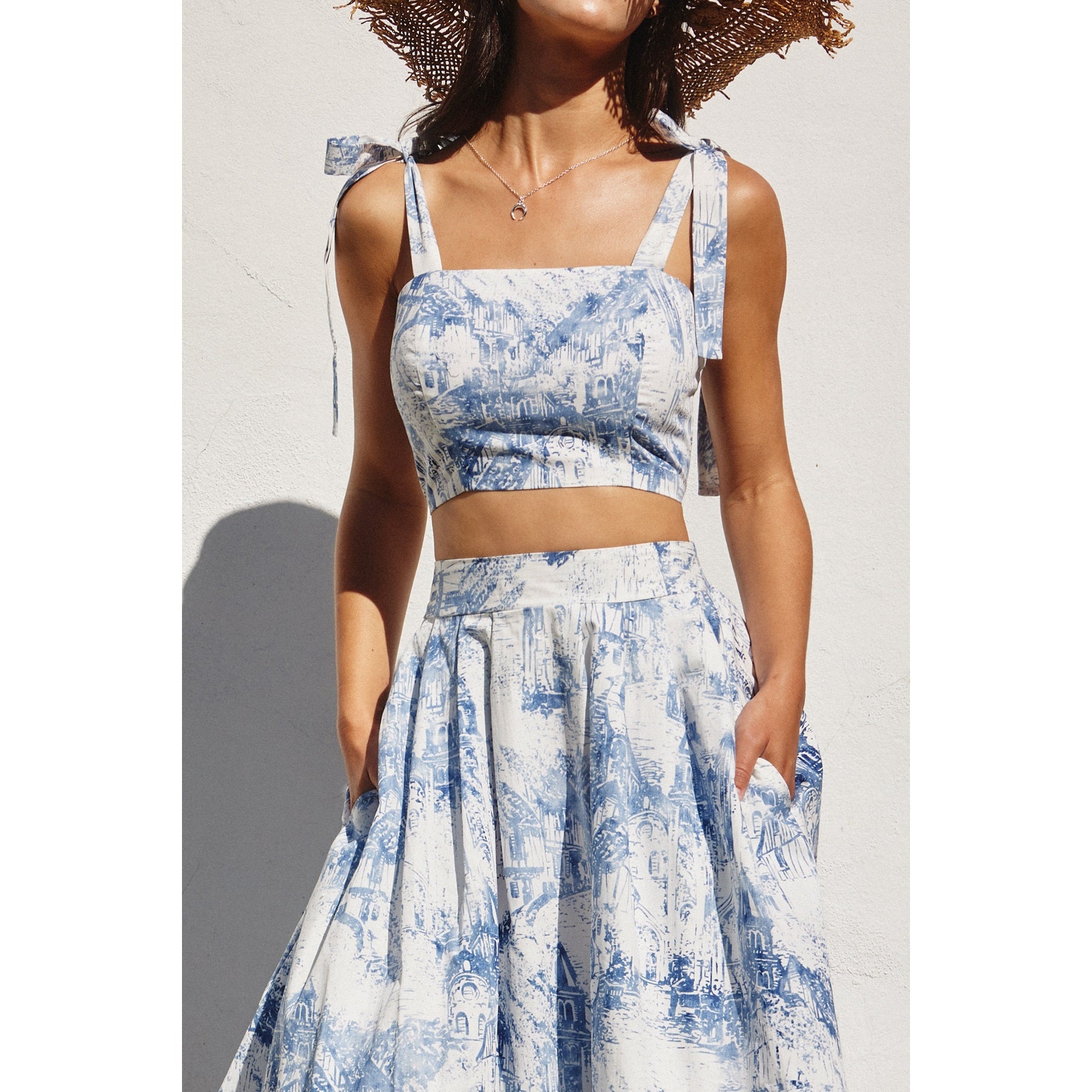 Coastline Tie Shoulder Crop Top