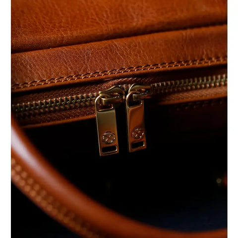 Cognac Leather Briefcase Laptop Bag - Orlando