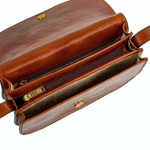 Cognac Leather Cross Body Bag - Moonfleet