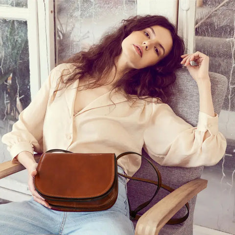 Cognac Leather Cross Body Bag - Moonfleet