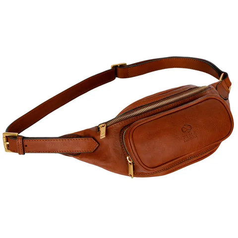 Cognac Leather Fanny Pack Belly Bag - Independent People