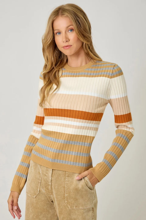 Color Block Striped Sweater Top
