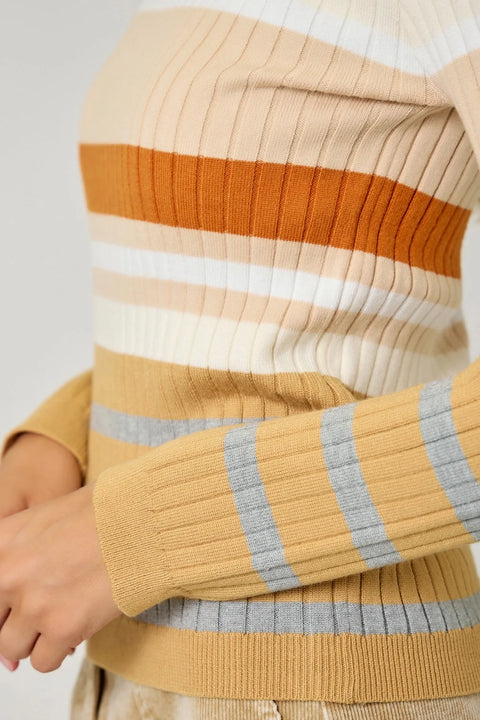 Color Block Striped Sweater Top