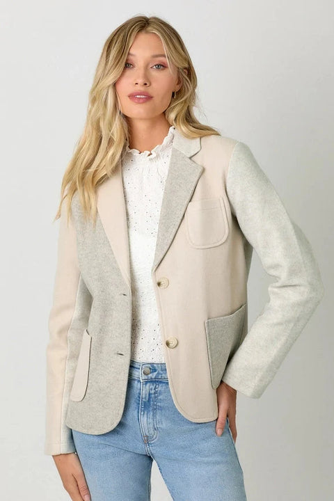 Color Blocked Sport Coat - Oatmeal