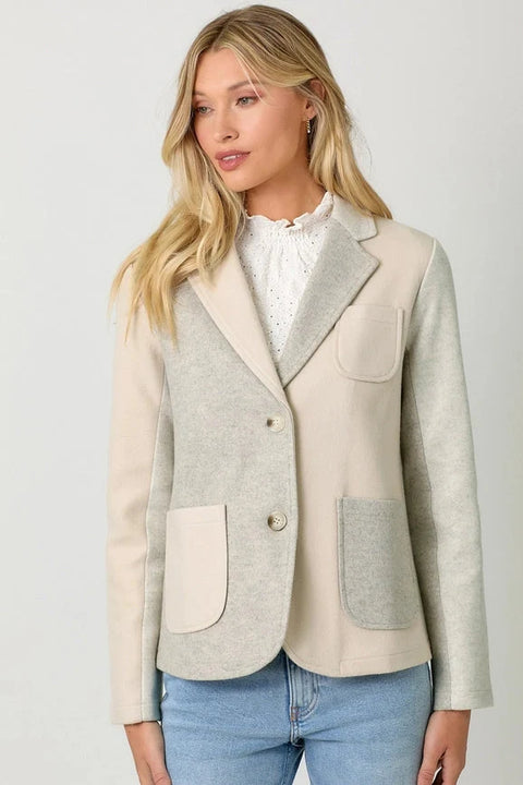 Color Blocked Sport Coat - Oatmeal