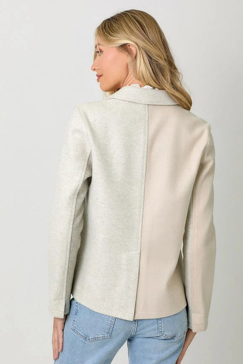 Color Blocked Sport Coat - Oatmeal