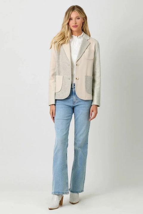Color Blocked Sport Coat - Oatmeal