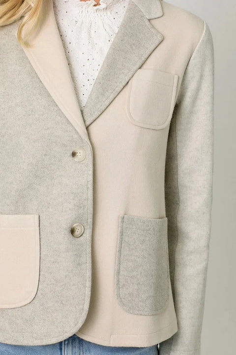 Color Blocked Sport Coat - Oatmeal