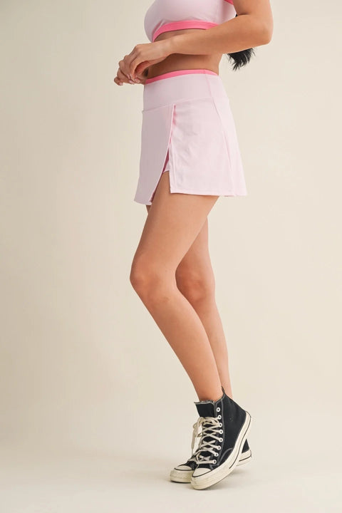 Contrast Binding Skort with Slit - Pink