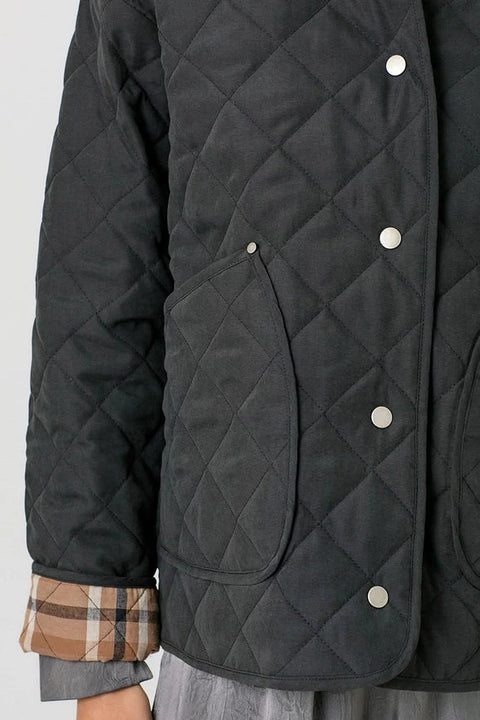 Contrast Quilted Jacket - Black