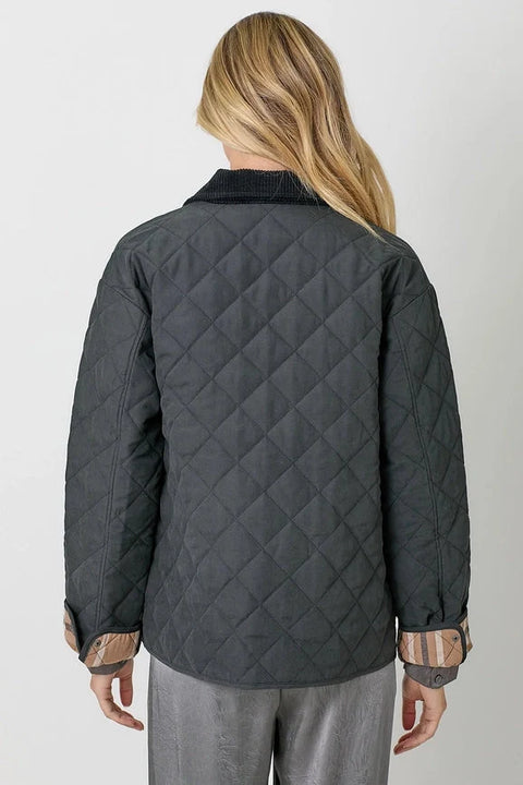 Contrast Quilted Jacket - Black