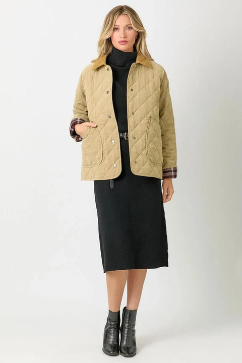 Contrast Quilted Jacket - Latte