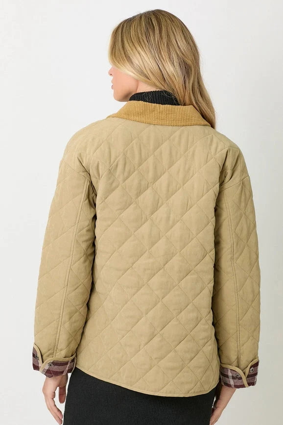 Contrast Quilted Jacket - Latte