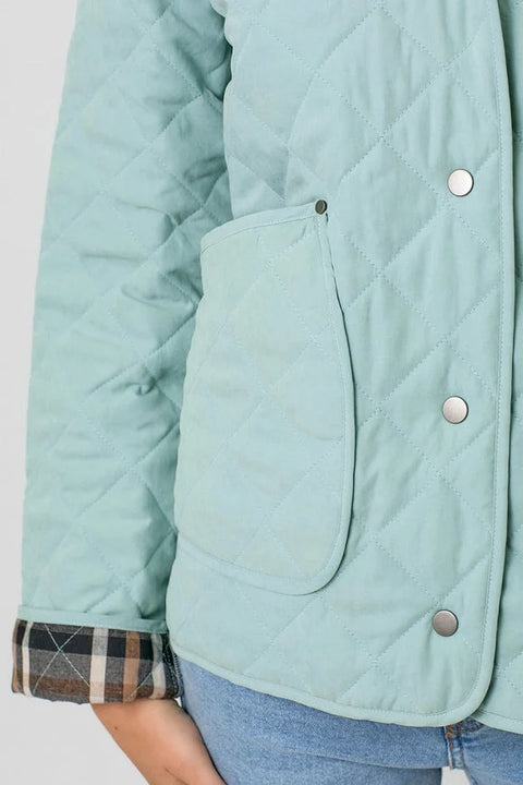 Contrast Quilted Jacket - Soft Blue