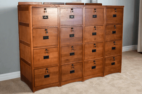 Mission Solid Oak 4 Drawer File Cabinet - Michaels Cherry