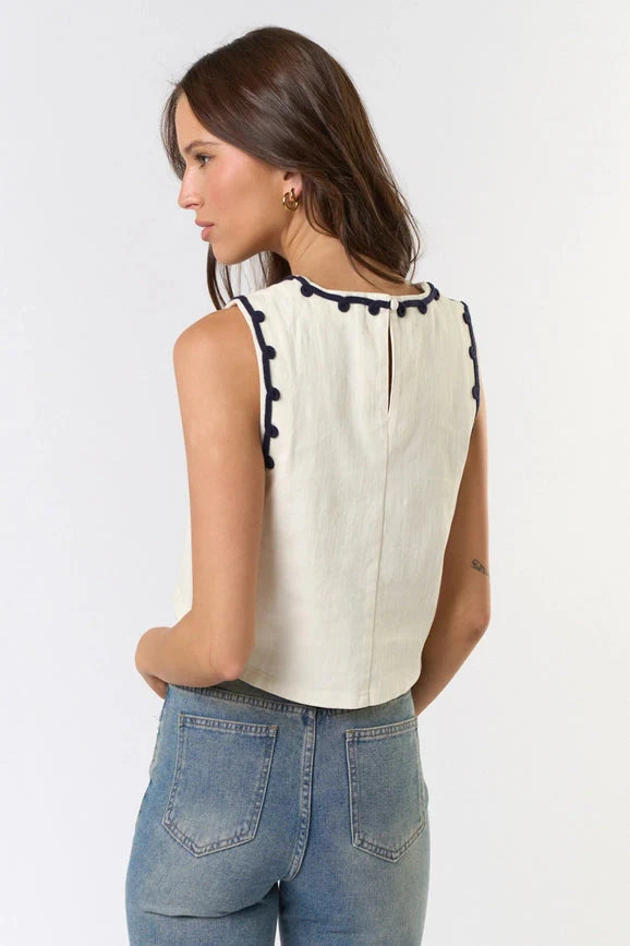 Cord Detailed Denim Vest Top