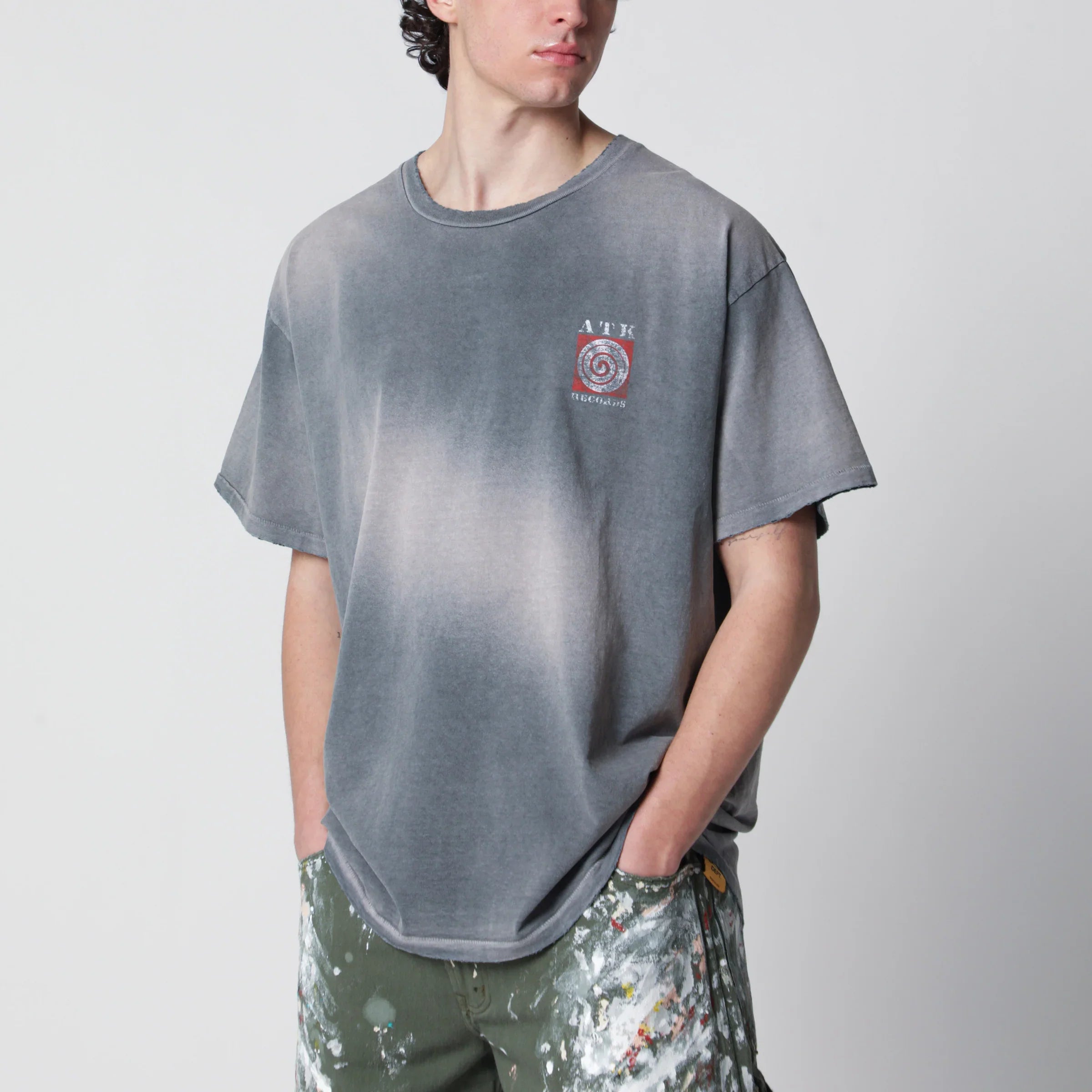 Cotton Black Faded ATK T-Shirt for Everyday Comfort