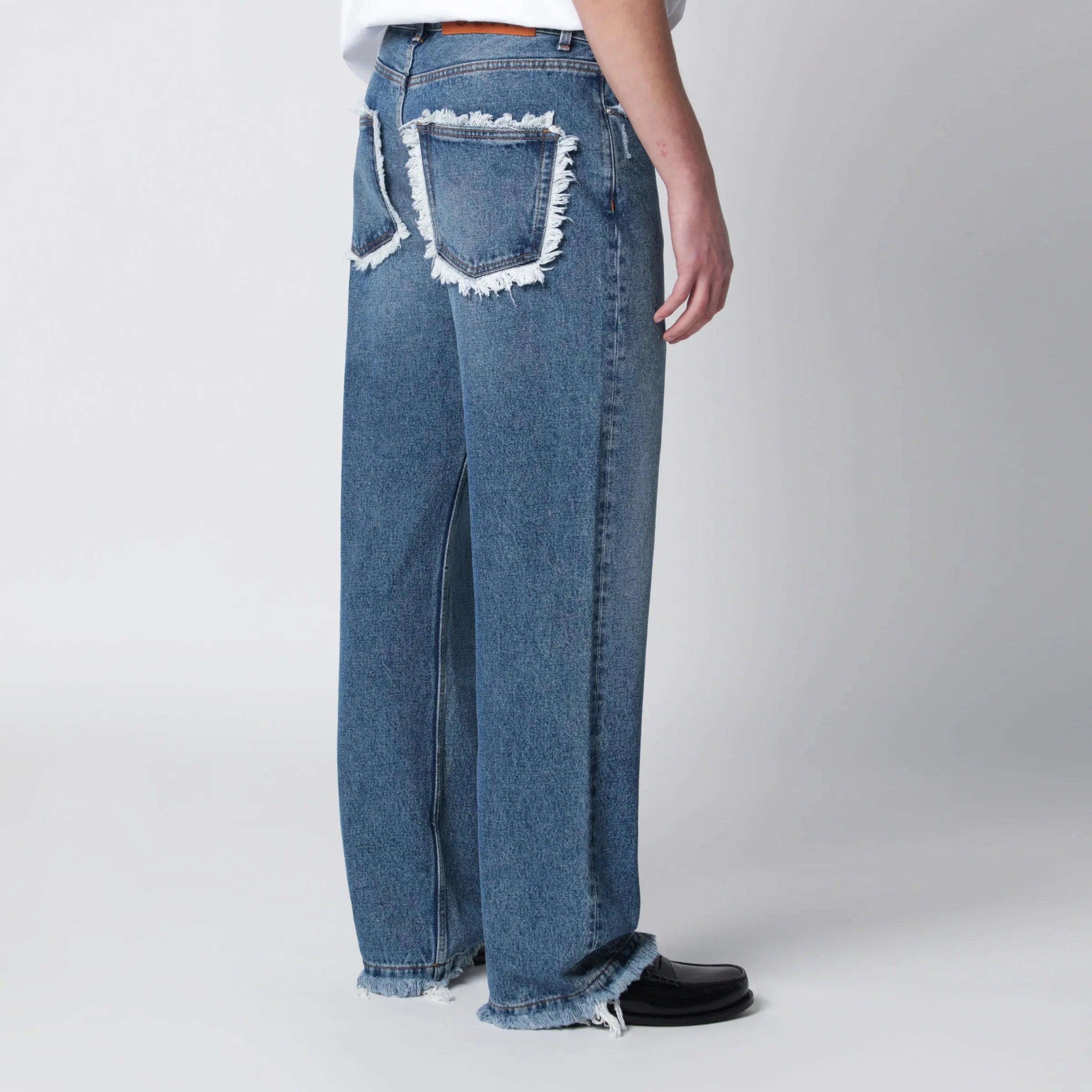 Cotton Denim Frayed Jeans for Everyday Comfort