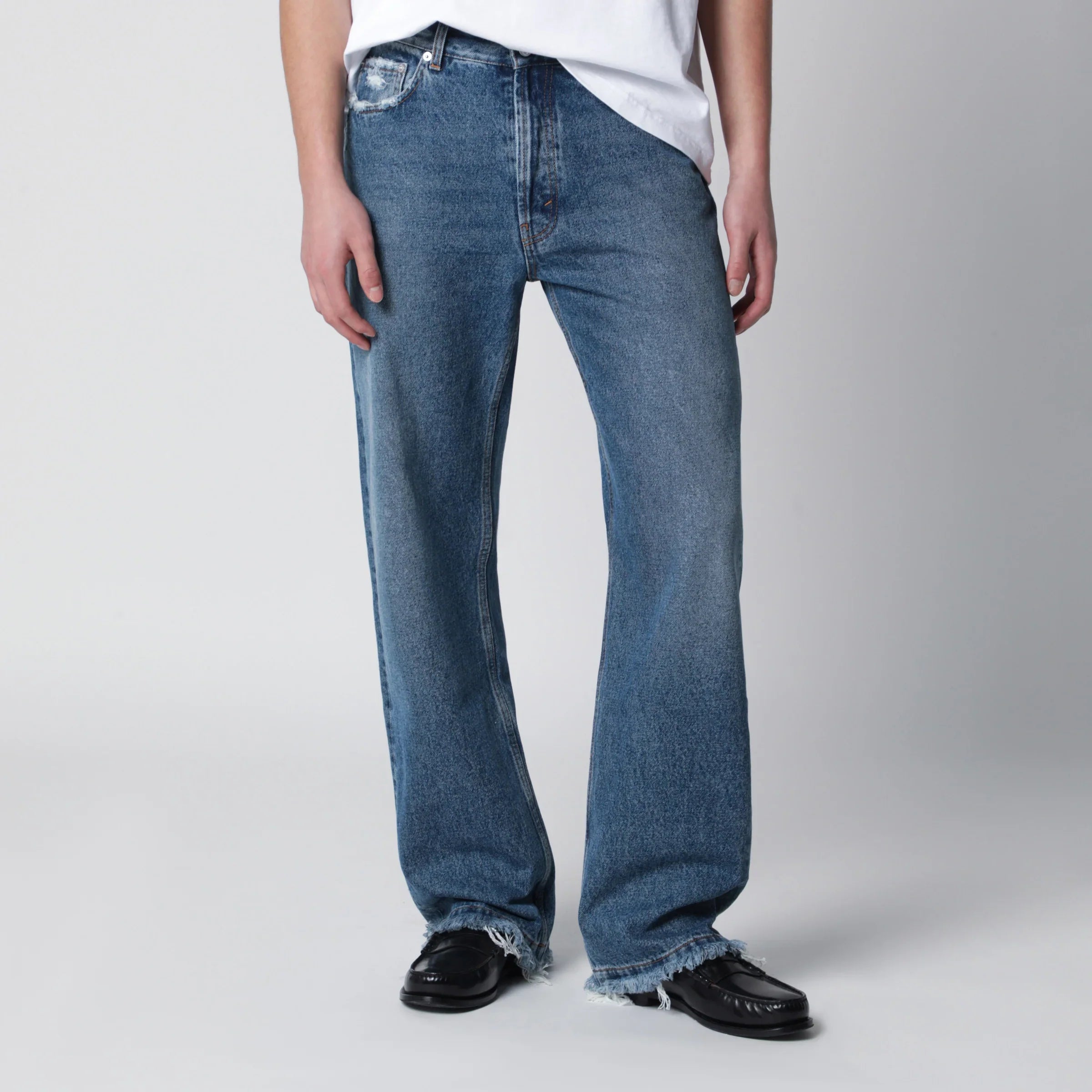 Cotton Denim Frayed Jeans for Everyday Comfort