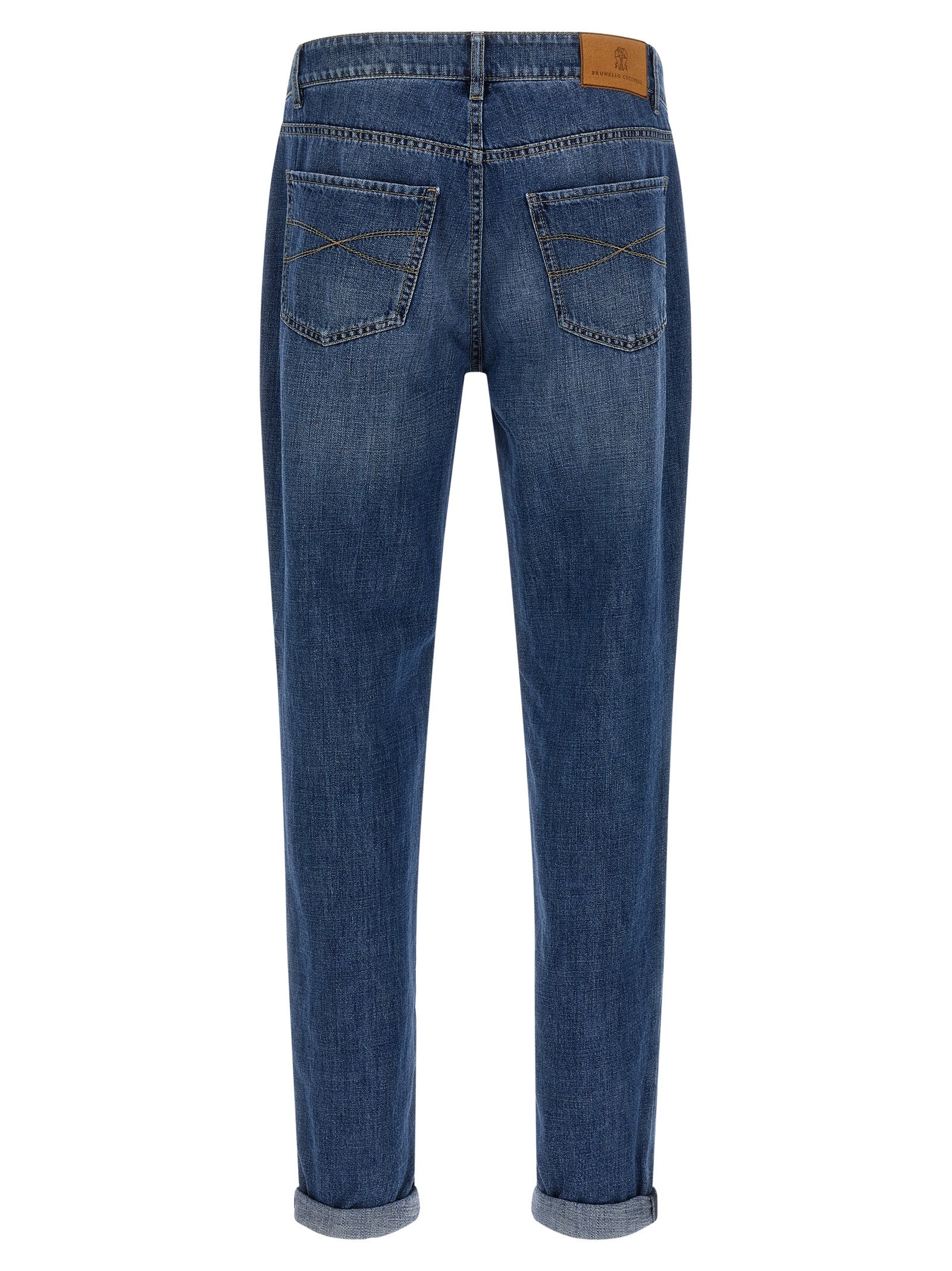 Cotton Denim Jeans with Embroidered Logo for Comfort