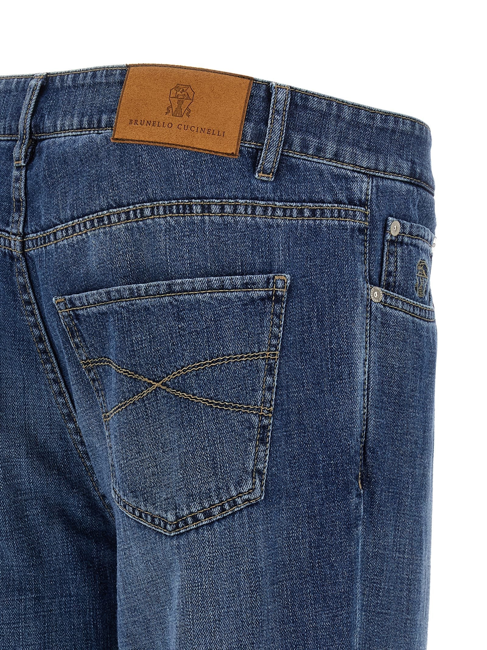 Cotton Denim Jeans with Embroidered Logo for Comfort