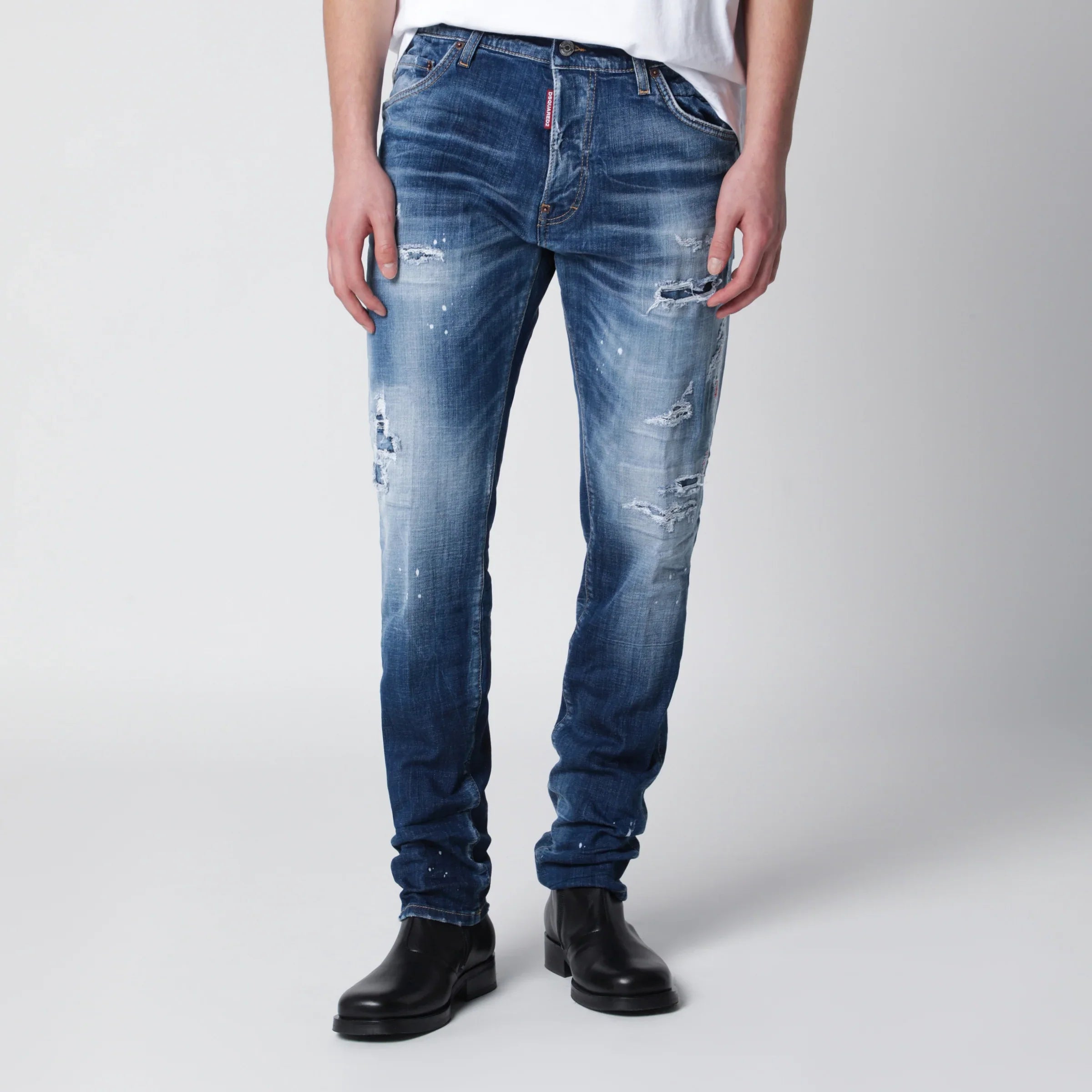 Cotton Denim Washed Blue Ripped Jeans for Everyday Comfort