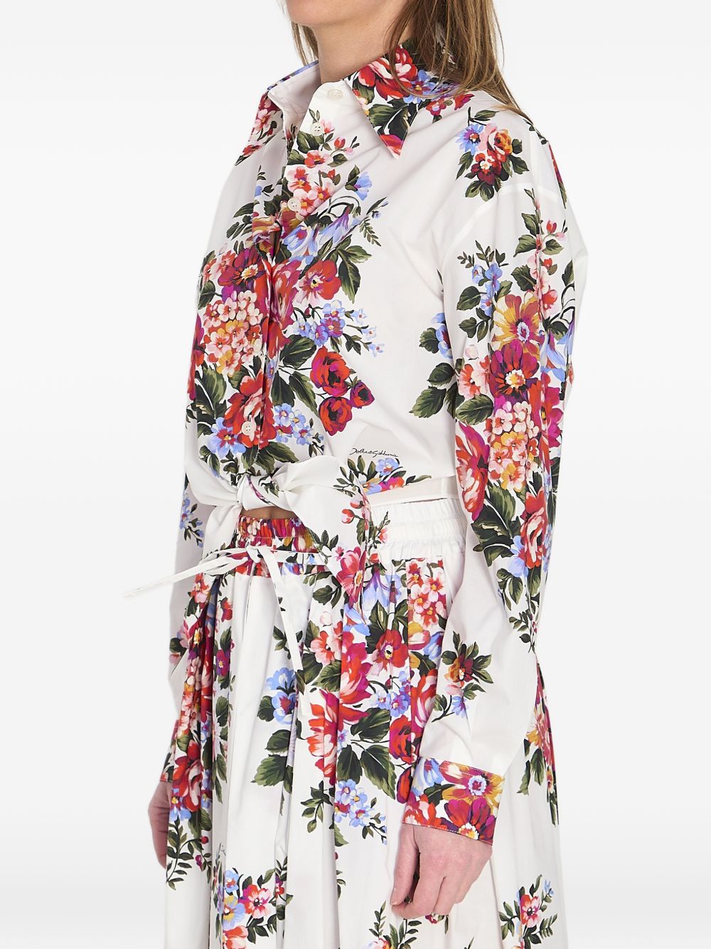 Cotton Floral Print Knotted Summer Shirt