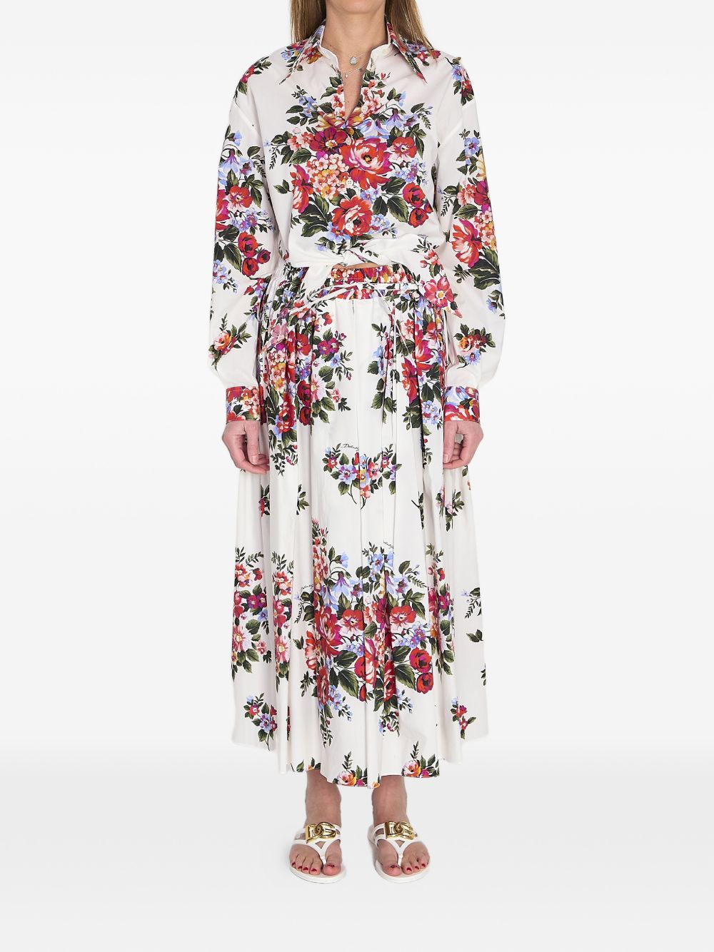 Cotton Floral Print Knotted Summer Shirt
