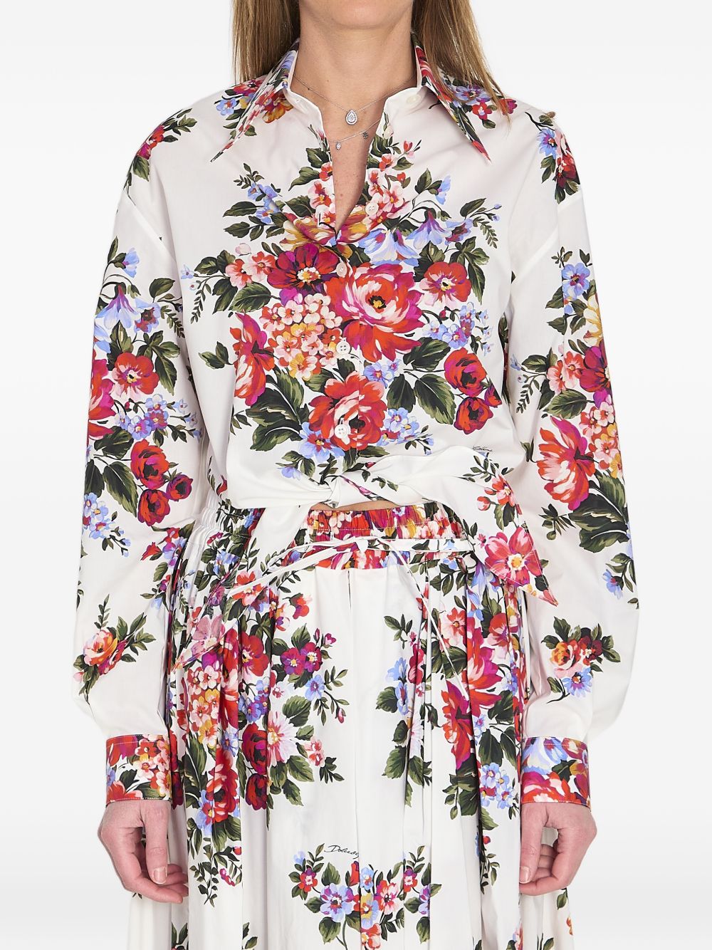 Cotton Floral Print Knotted Summer Shirt