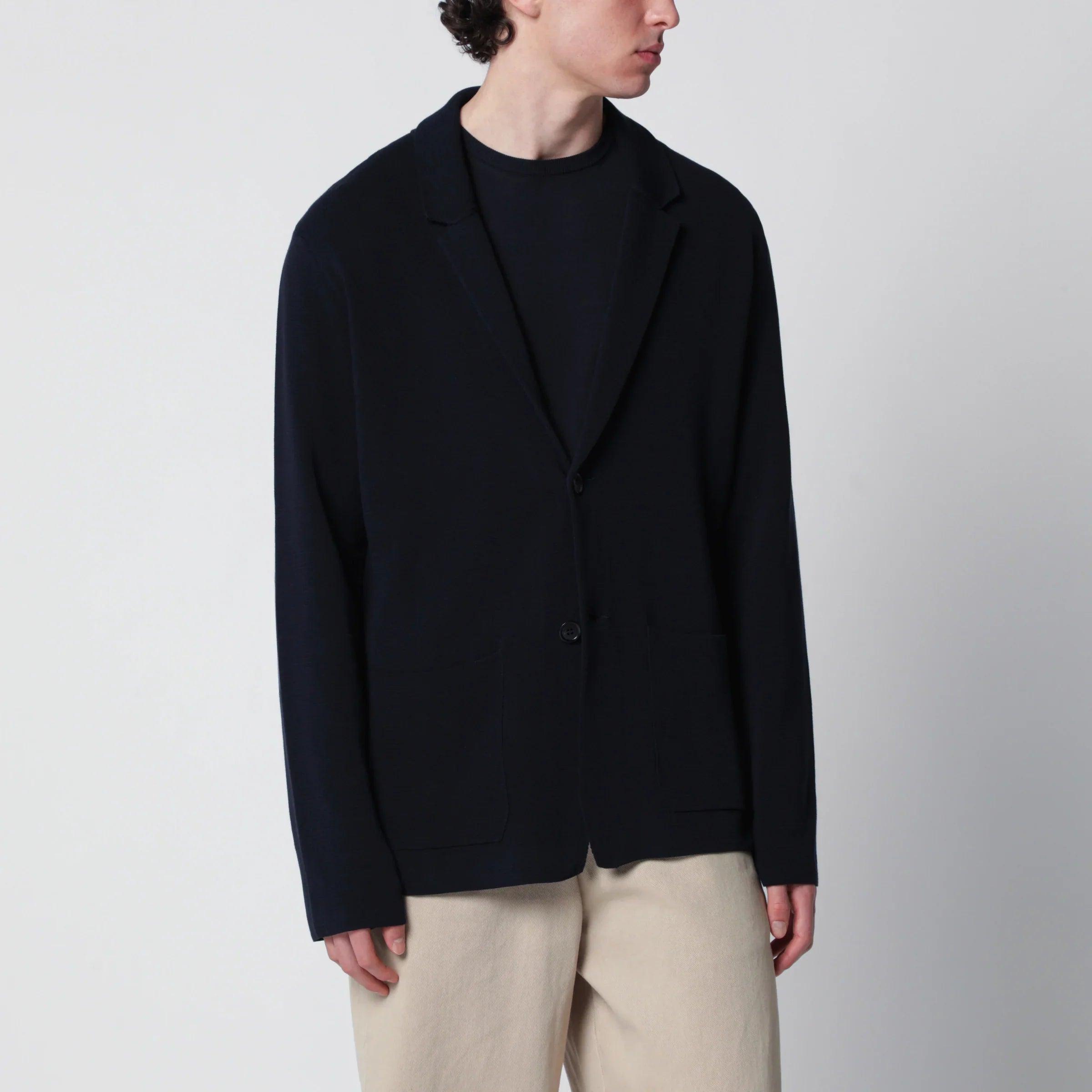 Cotton Navy Blue Cardigan Jacket for Everyday Comfort
