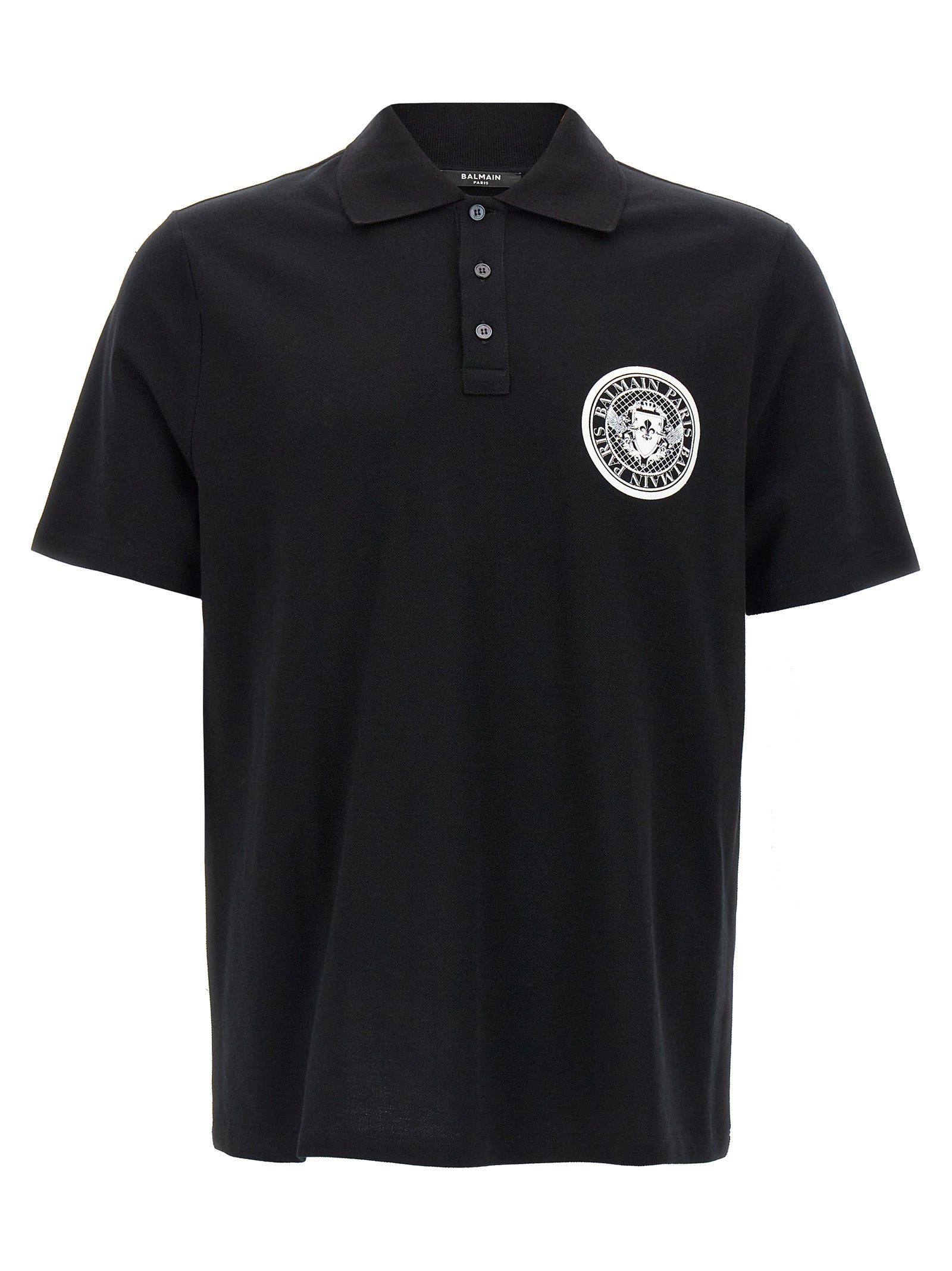 Cotton Piqué Polo Shirt with Coin Print