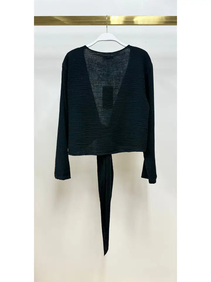 Cotton Tie Front Top Black
