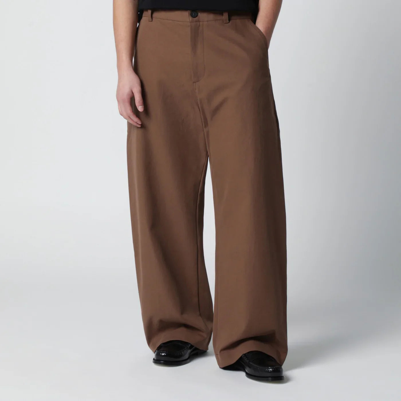 Cotton Wide-Leg Brown Trousers for Everyday Comfort