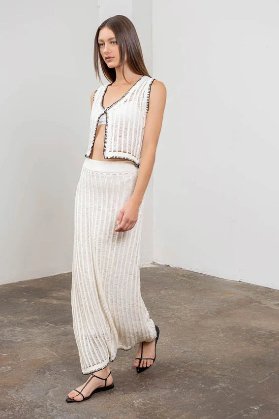 Crochet Ladder Knit Sweater Vest