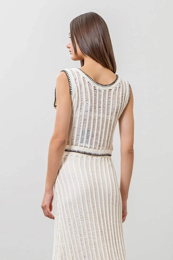 Crochet Ladder Knit Sweater Vest