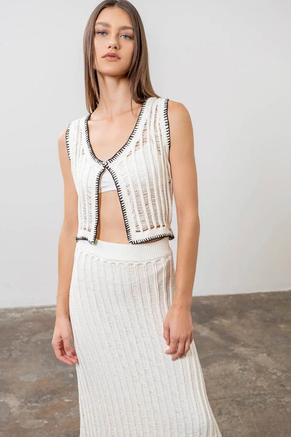 Crochet Ladder Knit Sweater Vest