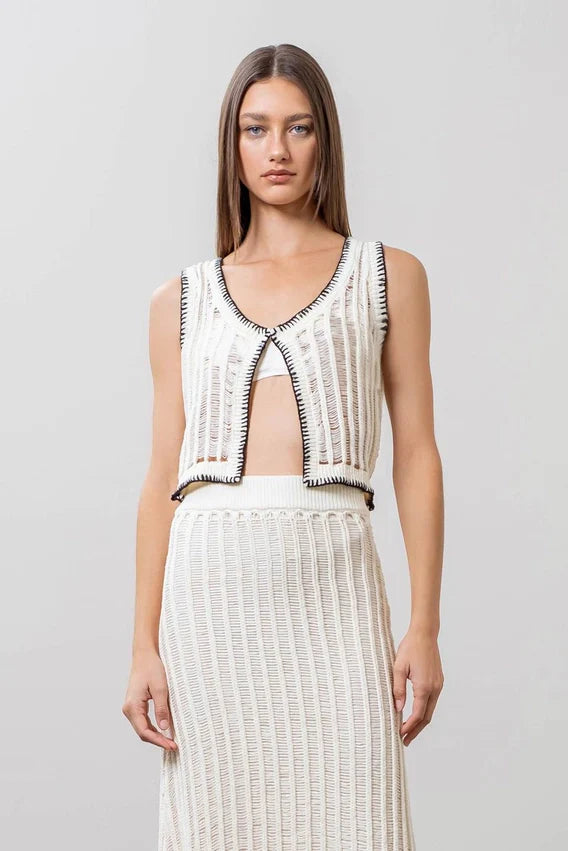 Crochet Ladder Knit Sweater Vest