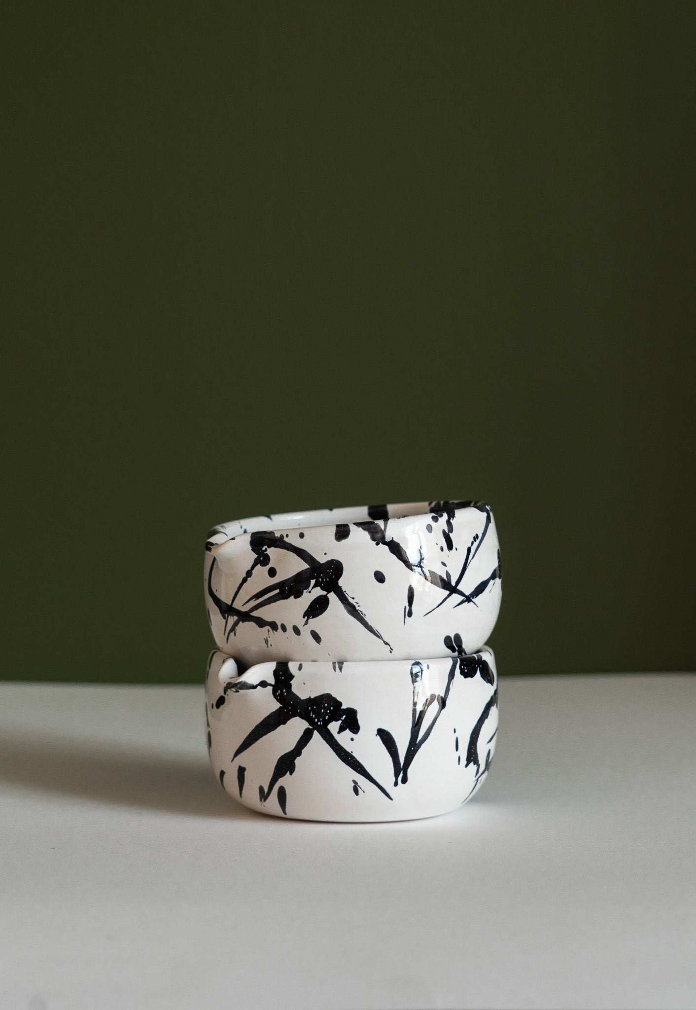 Handmade Matcha Bowl - Speckled or Stroked Pattern