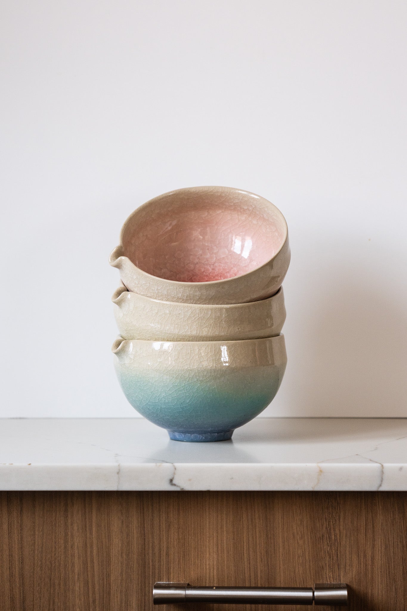 Handmade Ceramic Matcha Bowl with Spout & Matching Cup Set