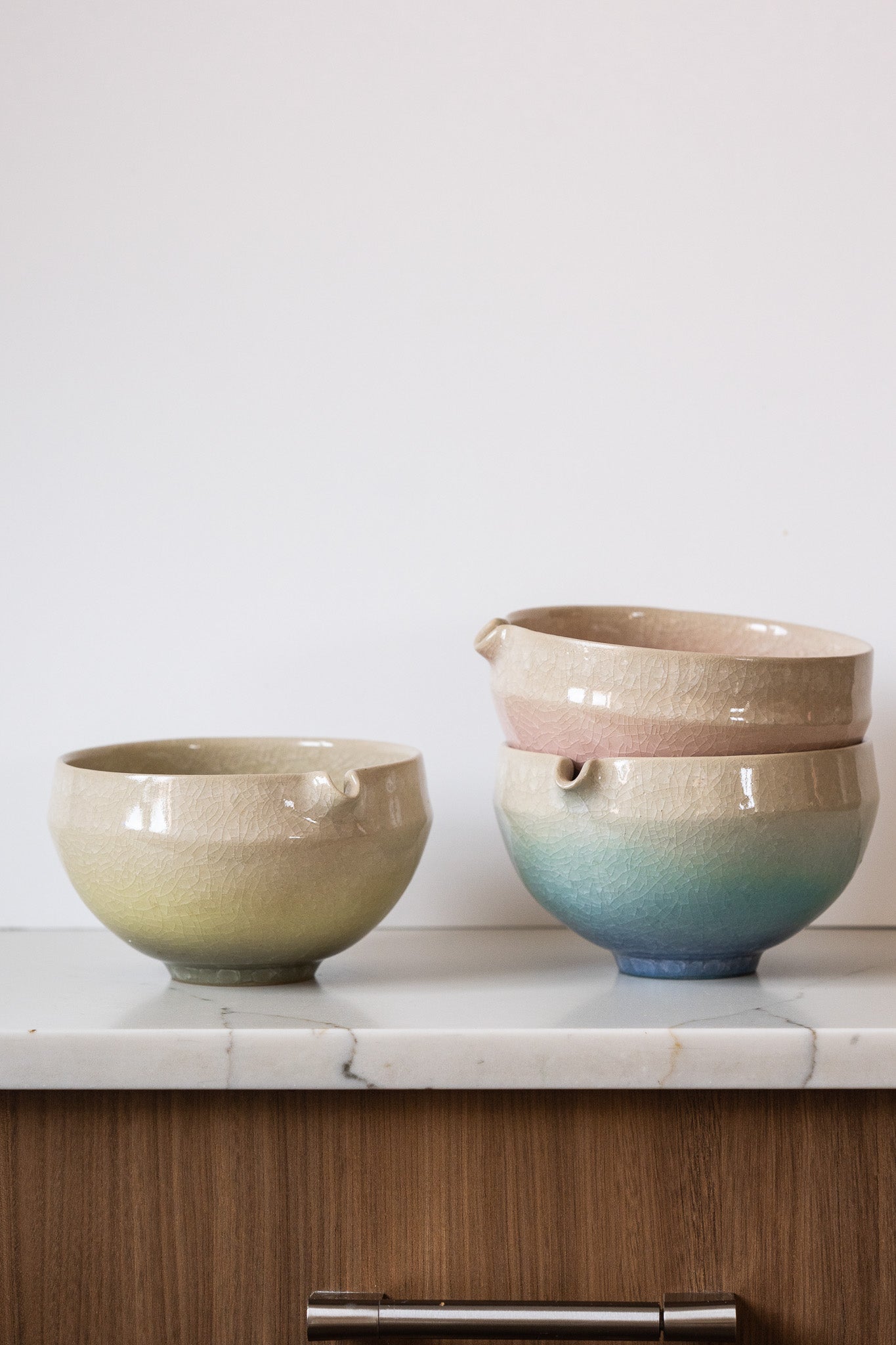 Handmade Ceramic Matcha Bowl with Spout & Matching Cup Set